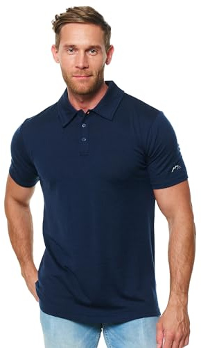 Merino tech. 100% Merino Wool Polo Shirt Men, Merino T Shirt Men, Casual Mens Base Layer Tops (Midnight Navy Polo, Large)