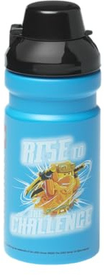 Room Copenhagen LEGO Ninjago Drinking Bottle - 390 ml, Durable PP/Silicone - Fun and Practical Kids Water Bottle with Covered Spout, Sports Water Bottle, Dark Azur & Black