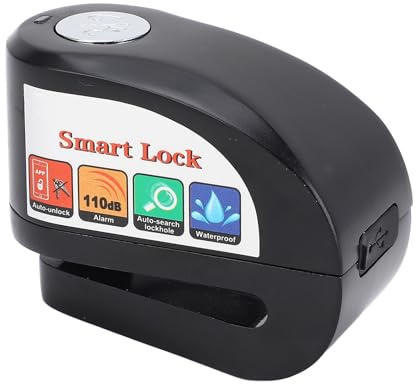 Cuifati Smart Motorcycle Disc Lock with Alarm, BT APP Control Anti Theft Wheel Brake Lock for Motorcycle Bike Scooter, Automatic Location APP Sharing Keyless Motorcycle Lock