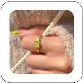 Inilbran Boho Wrist Watch Finger Ring Gold Watch Open Ankle Vintage Art Watch Wrap Watch Adjustable Stackable Jewelry for Women Zinc
