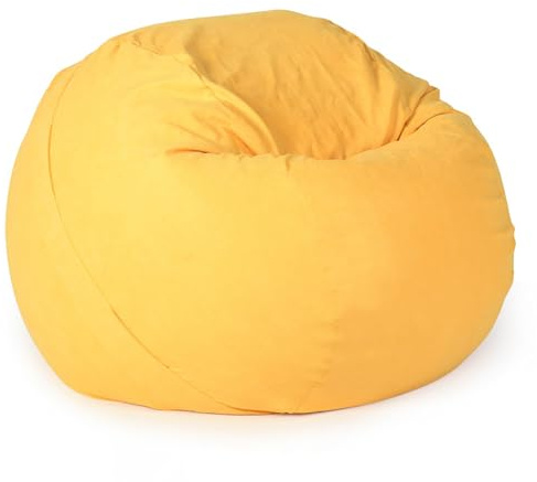 BotYcht Fodera per Poltrona a Sacco Gigante(Senza Imbottitura), Lavabile, Morbida e Soffice, Rotonda, Copertura per Pouf Rotonda in Morbido Velluto di Cotone per Adulti e Adolescenti,Giallo,3FT