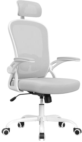 Farini High-Back Ergonomic Chair with Adjustable Support System & Foldable Armrests for Office & Home - White Version