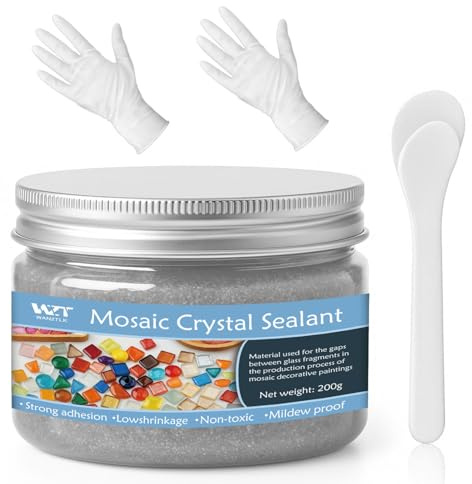WAN2TLK Malta per mosaico grigio argento, 200 g, accessori per piastrelle a mosaico, per lavori artigianali, non necessita di acqua, asciugatura rapida, essenziale per stuccatura fatta a mano, per