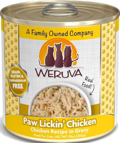 Weruva Classic Cat Food, Paw Lickin’ Chicken with Chicken Breast in Gravy, 10oz Can (Pack of 12)