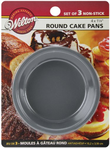 Wilton Mini Round Cake Pan Set - Bake Mini 3-Layered Cakes or Individual Dessert Sized Treats, Non-Stick for Easy Release, Steel, 3-Piece, 4 x 1.25-Inch