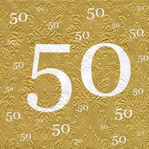 AvanCarte Servietten 50 Goldhochzeit mit Prägung 20 Stück, 3-lagig 33x33cm