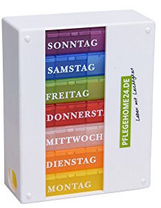 Pflegehome24® Wochen Medikamentendispenser Medikamentendosierer 7 Tage,weiß 4-Fach Tablettenbox