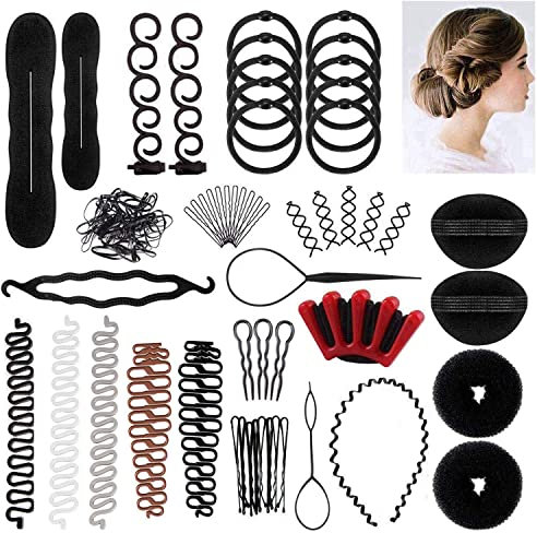 60 Pcs Hair Styling Set, Design Tools Accessories DIY Modelling Kit Hairdresser Set Magic Simple Fast Spiral Braid (BBB)