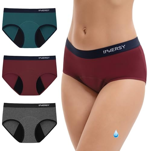 Innersy Menstruationstrosor för kvinnor, medelstor, tvättbar, menstrosor, lätt flöde, 3 st