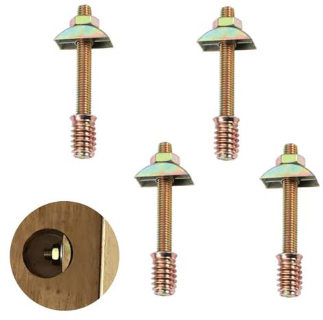 Pleenild 4Sets 4 in 1 Furniture Connecting Fittings with Half Moon Connectors Half Moon Washer Bolts Table Bed Assembly Fasteners for Cabinets Bunk Beds Headboards（M8*80mm)