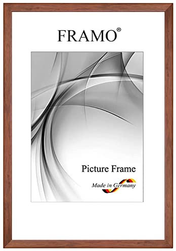 FRAMO Holz Bilderrahmen Schmal 42 x 59,4 cm (DIN A2) aus Massivholz | Braun Wenge | Farbe/Größe wählbar | Rahmen für Poster | Puzzle | Foto collage N°076