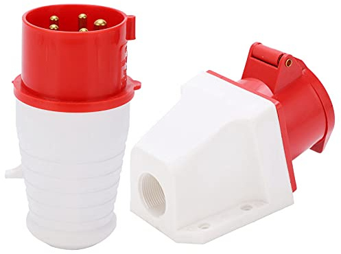 Prise Triphasée Industrielle 16A 5 Broches, Montage en Surface, IP44 Étanche, 220-380V/240-415V, ABS et Laiton