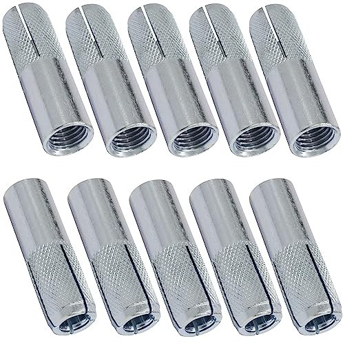 AERZETIX - C67623 - Juego de 10 tacos de anclaje de expansión Ø20x65mm para perno/tornillo M16 - taco de golpe - perforación hormigón ladrillo piedra mampostería fijación - en acero