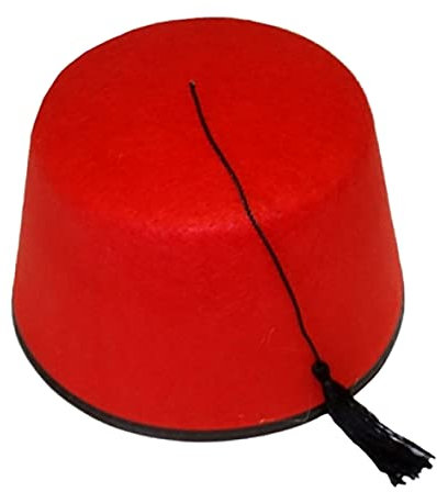FAIRY TRENDZ Unisex türkischer roter Fez Partyhut für Erwachsene, Tarboosh-Stil, Kostümzubehör, Hut