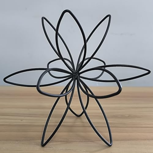 MOCOME 8 Black Sphere Decor, Abstract Tabletop Decorative Ball, Metal Floral Handmade Decorative Sculpture Home Decor Statues