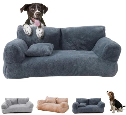 BEAUTYLAST Revuera Canapé apaisant pour animal de compagnie, lit moelleux pour chien et chat, lit lavable pour chiots et chats de grande et petite taille (55 x 45 x 25 cm, gris foncé)