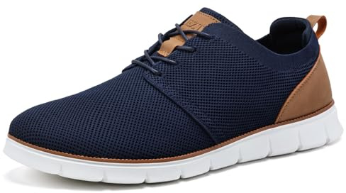 LEZTA Baskets Homme Respirantes en Maille Chaussures de Ville Polyvalentes Légères Confort pour Bureau Style Oxford Décontracté Marine 44