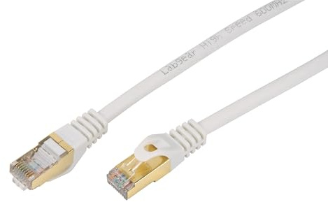 Labgear Cat 7 Ethernet Cable 5m White Shielded RJ45 Cat 7 Ethernet Patch Lead High-Speed Gigabit Network Cable, U/FTP 10Gbps 600Mhz/s RJ45 LAN Cable Internet Patch Cord