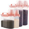 ZOFUN 4 Pcs Cereal Storage Containers, 1.7/3 L Rice Storage Container with Measuring Lids, Dry food Storage Containers with Spout, Plastic Cereal Dispensers for Beans Flour Dry Food