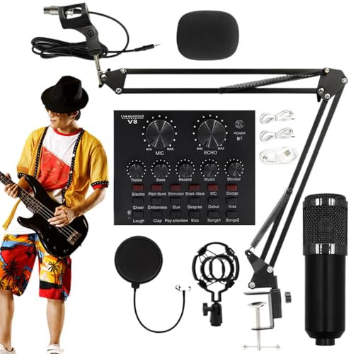 Set microfono per registrazione - Attrezzatura da studio di registrazione, set microfono a condensatore multiuso | Kit set microfono a condensatore per microfono per streaming per produzione video, se