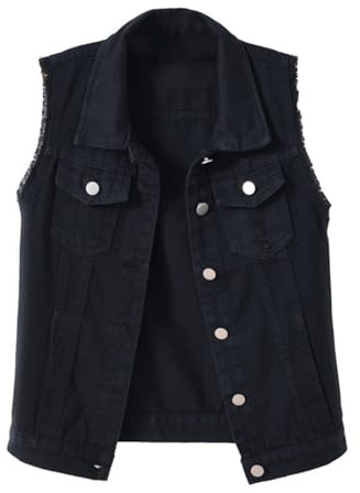 YOUNIFIZ Women’s Cropped Denim Vest Sleeveless Button Down Jean Waistcoat Casual Lapel Collar Denim Jackets with Pockets