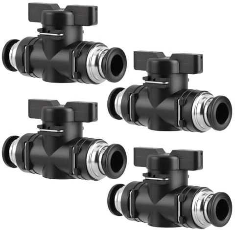 4 Piezas Conector Rapido Neumáticos Interior 8mm, Válvula de Bola Rápido Neumática con Válvula Manual Conectores de Plástico Que Pueden Controlar la Apertura y el Cierre del Fluido