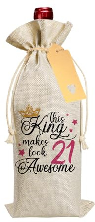21st Birthday Gifts for Men, Drawstring Wine Gift Bag with Label and Rope, Funny 21st Birthday Wine Bag Gifts for Party Decorative, Best Friend, Fathers, Brotherly, Men Personalised Birthdays Gift