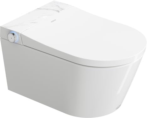 HOROW WC intelligente da parete, senza bordi, S70 con sensore integrato a microonde e sensore a piedi, Smart Toilette con funzione decalcificazione, WC sospeso con funzione bidet Taharet WC con ugello
