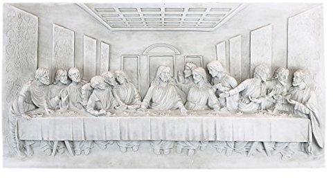 Design Toscano The Last Supper Religious Wall Frieze Sculpture, 58 cm, Polyresin, Antique Stone