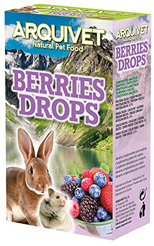 ARQUIVET Berries Drops Frutti di Bosco 65 g Snack per roditori dolcetti dolcetti ricompense per Conigli, criceti, porcellini d'India, furetti