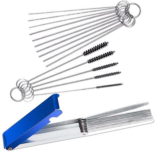 FineGood Reinigungs-Set für Vergaser zum Entfernen von Schmutzablagerungen, 13-teiliges Reinigungsset + 10 Reinigungsnadeln + 5 Nylon-Bürsten für Motorräder ATV, Schweißer, Vergaser
