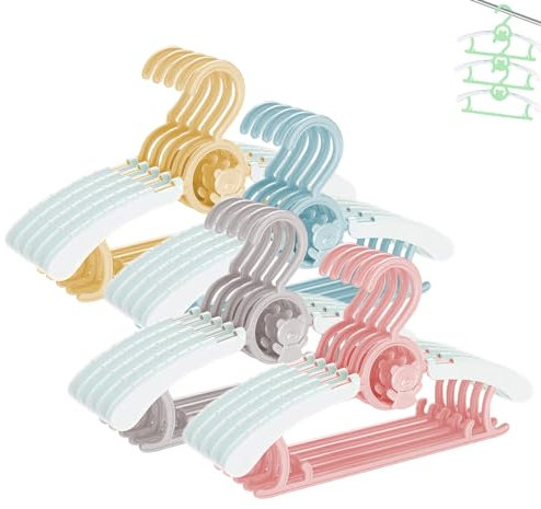 HGYZE Baby Mitwachsende kleiderbügel Kinder, Stapelbare Hanger - Haken - Hosenständer, rutschfest Babykleiderbügel Kinderkleiderbügel für Kinderbekleidung Garderobe, Platzsparend (Farbe) 20 Stück