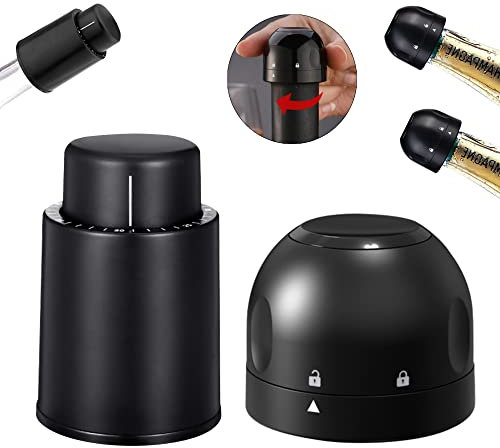 Tappo Vino Sottovuoto Tappi per Champagne 2 in 1 Tappi di Bottiglie di Champagne Riutilizzabile Tappi per Vino Sottovuoto con Scala Temporale Tappo Stopper per Vino Mantenere Freschi