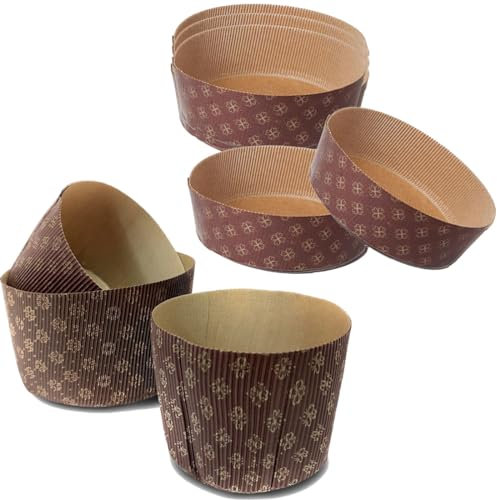 MAQA 10 uds Molde para panettone bajo y alto de 750 g y 1 kg, pirrotini de panettone de papel, molde para hornear panettone Basso/750 GR