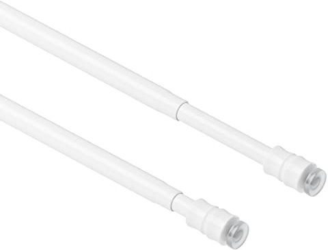 TYRON 2Pcs Thin Spring Tension Rod 18 to 28 Inches, 3/8 in. Diameter, Adjustable Skinny Tiny Tension Curtain Rod No Drilling, Window Sash Tension Rods (White)