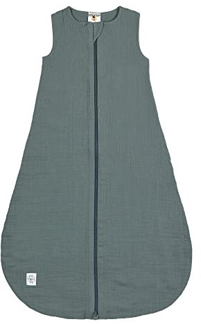LÄSSIG Baby Sommerschlafsack ohne Ärmel Musselin Baumwolle GOTS zertifiziert/Muslin Baby Sleeping Bag GOTS petrol green, 50/56