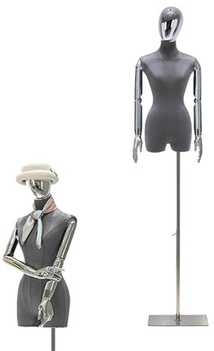 Jueraori Schaufensterpuppe Weiblich Körper mit Kopf, Schneiderpuppe mit Armen Kleiderpuppe Ausstellen für Vitrine, Mannequin Verstellbare Höhe 120-210cm für Nähen in Boutiquen