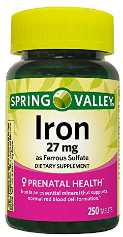 Convergence Spring Valley Iron as Ferrous Sulfate Tablets Dietary Supplement, 27 mg, 250 CountNo preservatives, Artificial Dyes or sweeteners