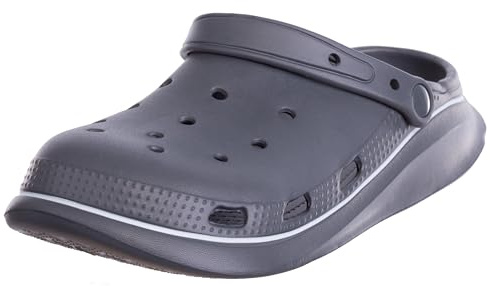 Brandsseller Zuecos para mujer, cómodos, ligeros y suaves, para el tiempo libre, zapatillas de baño, gris, 38/39 EU