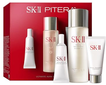 Ultimate Aura Essentials by SK-II for Women - 3 Pc Gift Set 2.5 oz Facial Treatment Essence, 0.7 oz Facial Treatment Cleanser, 0.3 oz GenOptics Ultraura Essence