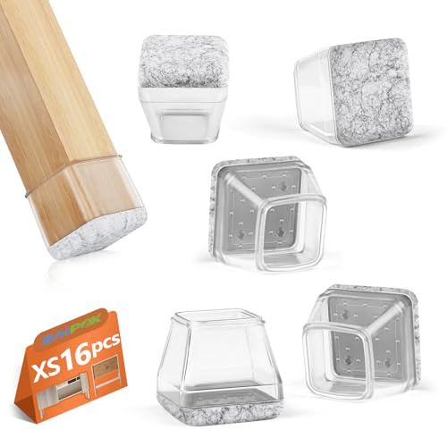 BAIPOK 16 Piezas Protectores de Silla, Fundas de Silicona para Piernas de Silla con Fieltro Envuelto, Almohadillas Protectoras para Pies de Muebles