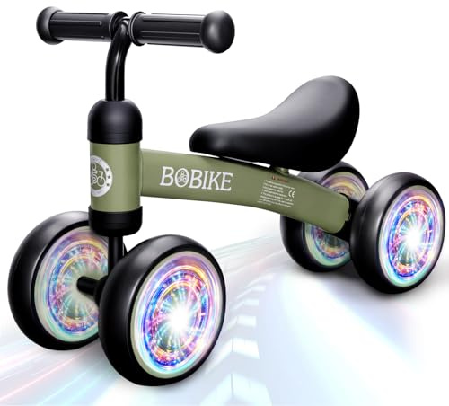 Draisienne Enfants Vélo Bébé sans Pédales 10-24 Mois Jouet Baby Walker Fille Garçon 1-2 Ans Jouet d'Equitation Trotteur pour bébé avec Roues Lumineuses, Vert