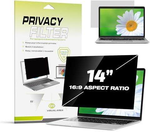 Fluflyer 14 Zoll Laptop Blickschutzfolie 16:9, Anti Blaulicht & Blendschutz, Abnehmbar für HP/Dell/Acer/Lenovo/ThinkPad/Asus