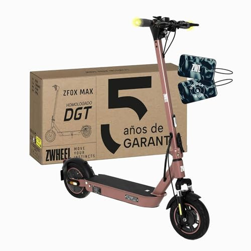ZWHEEL ZFOX MAX Roasted Coffee | Patinete Eléctrico Adultos Homologado DGT - 800W MAX, 50km Autonomía, IP54 Resistencia al Agua, Ruedas 10 - Llave NFC, Intermitentes, Doble Suspensión, Frenos AER