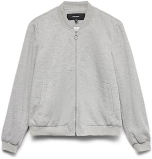 VERO MODA Damen Vmkimiko Ls Short Jersey Bomber Noos, Light Grey Melange, m