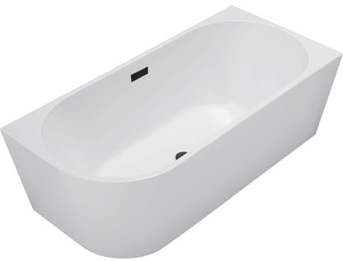 Balneo - Freistehende Badewanne - Eckbadewanne AVOLA - Acryl mit Stahlgestell - 6 Stabilisatorfüße - Überlauf und Klickverschluss - Modernes Design - rechts - Schwarz - 160x80cm