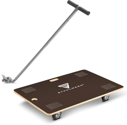 STAHLWERK Rollwagen TR-300 ST mit Handgriff 300 kg Tragkraft und gummierten Lenkrollen 90 x 60 cm Plattformwagen | Transportwagen | Möbelroller | Rollbrett | Handwagen | Transportroller