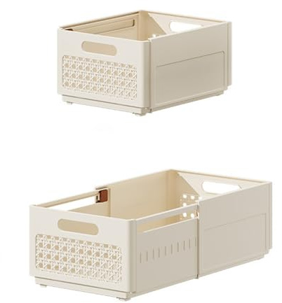 AidSci Organizador de cajones con asas, cajones apilables, sistema de organización para ropa, (28-48 cm), caja de almacenamiento retráctil, organizador de armario para guardarropa, dormitorio, cocina,
