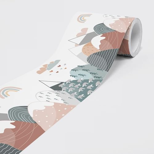 Self-adhesive Wall Border - Decorative Wall Border for Walls, Furniture, Ceilings, Wallpapers, Doors - Children's Mountain Pattern - 5 x 0.15 m per Roll