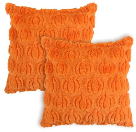 DELAESI pumpa örngott 2 stycken höstkuddar 45 x 45 cm halloween örngott höstdekoration pumpa dekoration dekorativa kuddar höst örngott för bil soffa sovrum vardagsrum